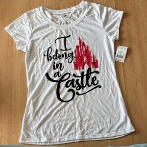 Disney White Tee with Red Castle Graphic NWT
